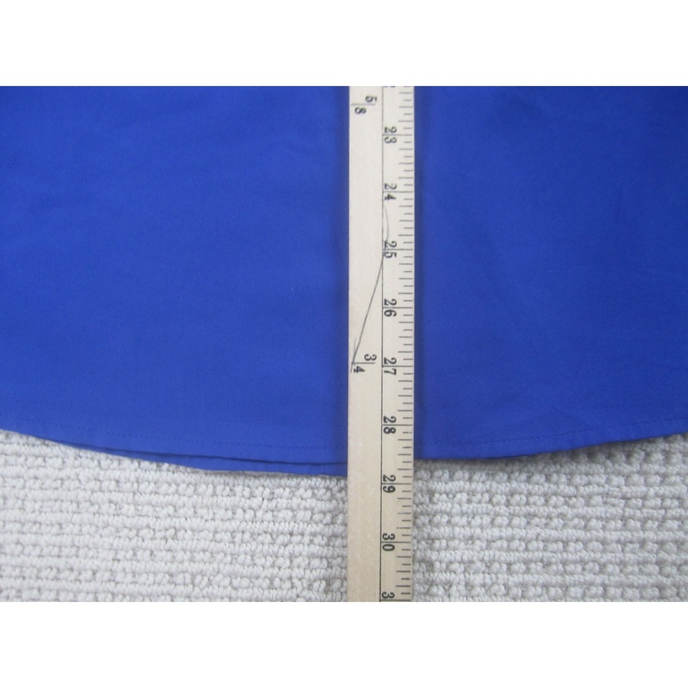 Womens Medium Blue Shirt Long Sleeve Polyester Button Down Casual - Picture 9 of 10